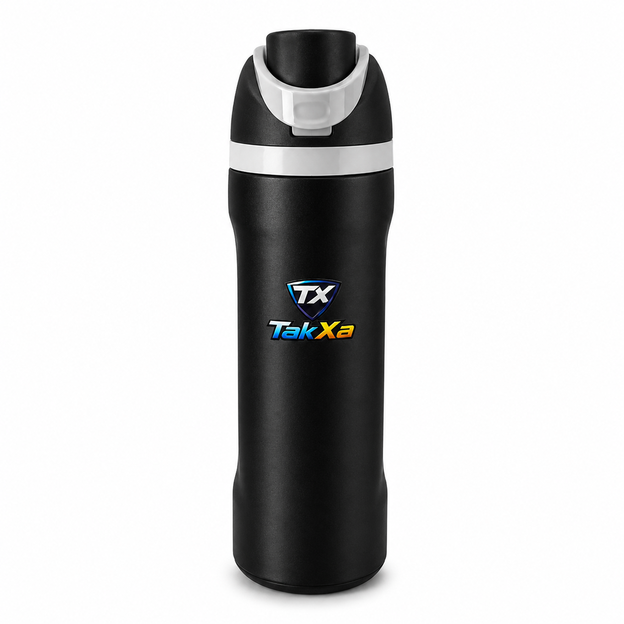 Taxa Gym Water Bottle with Straw & Chug Lid, Leak Proof Push Button Opening, BPA Free, Sports Bottle with Handle- 700ml (Black)